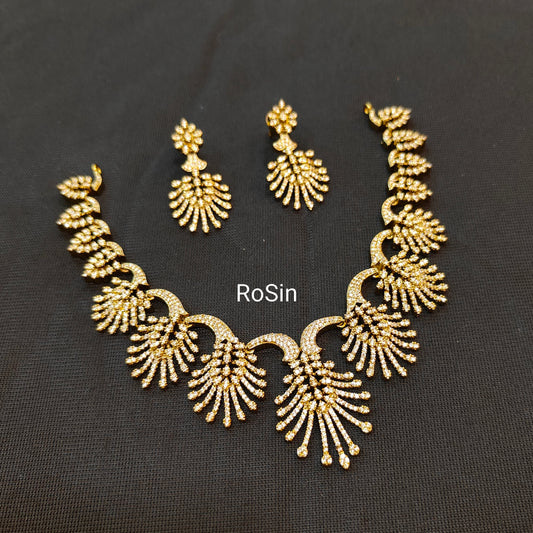 Diamond replica very unique intricate necklace with earrings (with backchain)