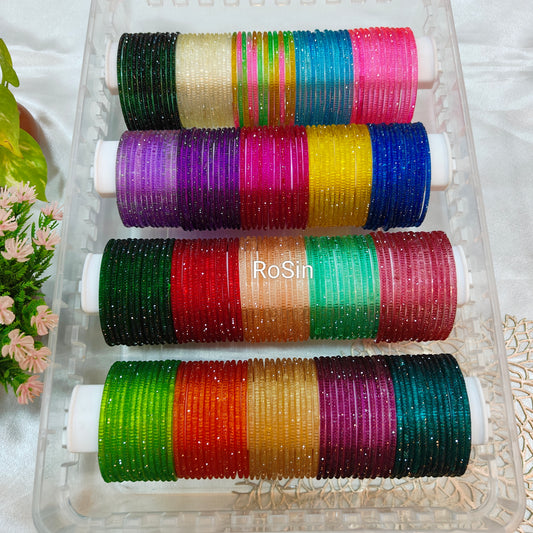 Sparkle crystal glass bangles (1 dozen)