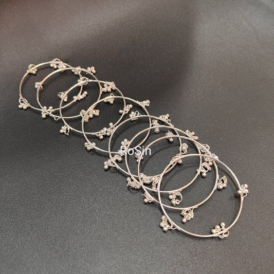 Silver plain ghungroo (8 bangles)
