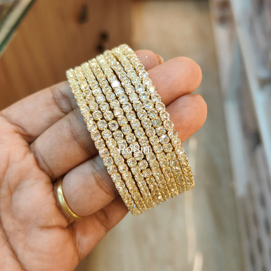 Metal stone bangles thicker (8 bangles per set)