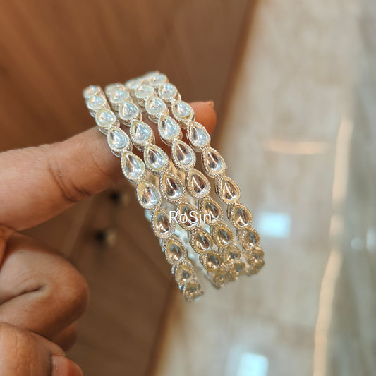 Silver droplet metal bangles (4)