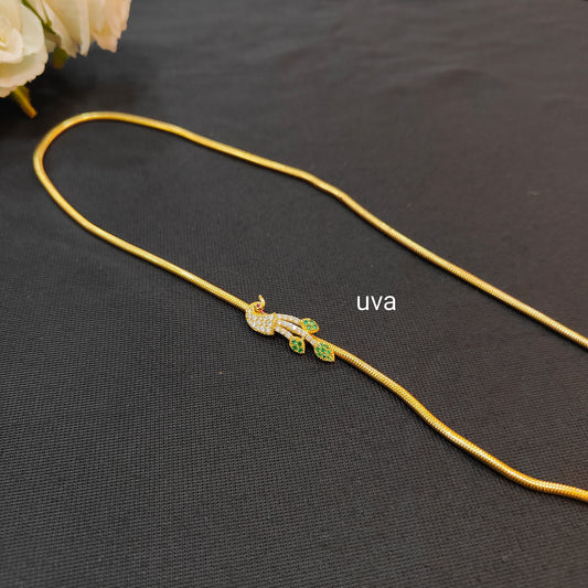 92.5 silver diamond replica peacock mugappu thaali chain 001