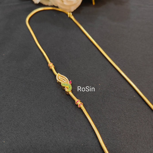 92.5 silver gold plated mayilanji mugappu thaali chain 007