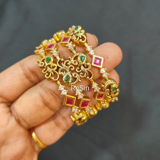 Peacock kids immitation gold replica bangles (2 bangles)