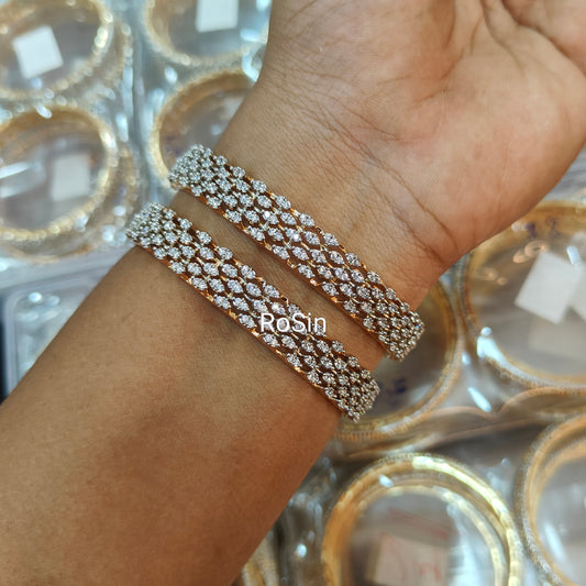 Premium diamond replica bangles stack (2 bangles)