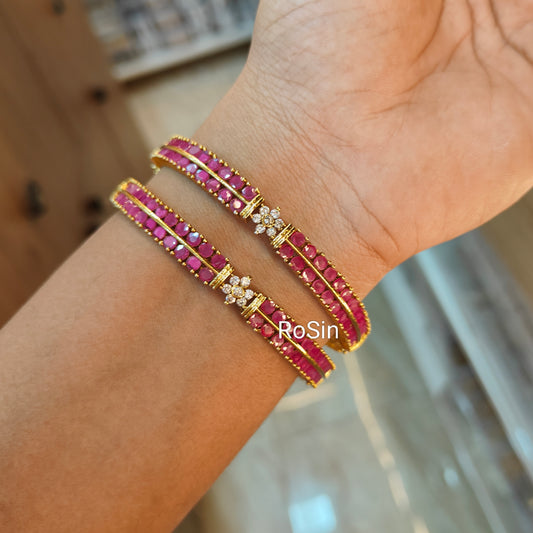 Ruby and daimond flower kada(2)