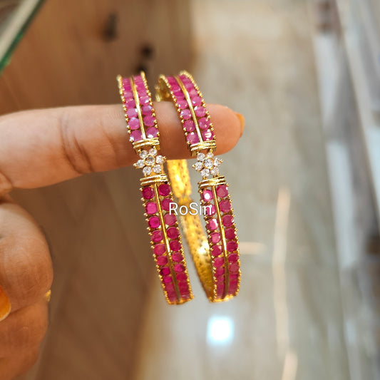 Ruby and daimond flower kada(2)