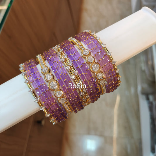 Minnale diamond look bangles stack