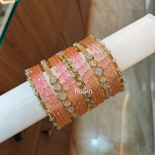 Minnale diamond look bangles stack