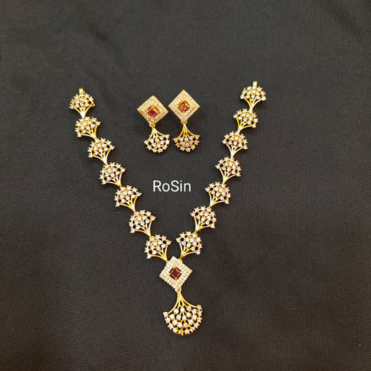 Tree diamond necklace with back chain