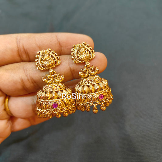 Antique peacock feather jhumka