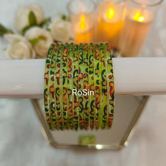 New printed glass bangles (1 dozen)