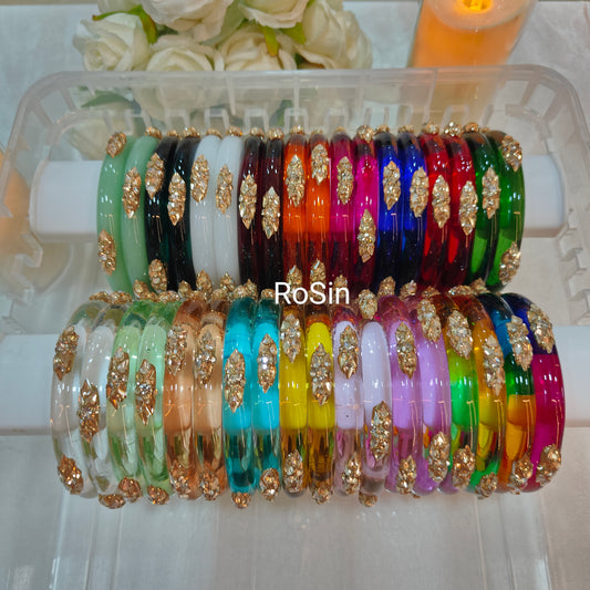 10mm jelly crystal clear glass kada(2 bangles)
