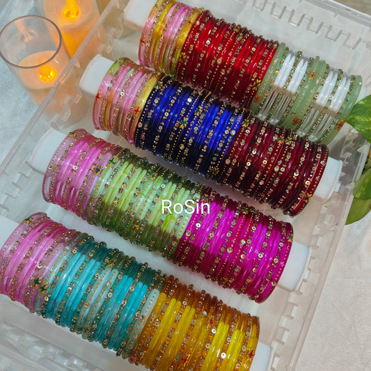 Handpainted x jelly mixed stack(18bangles)