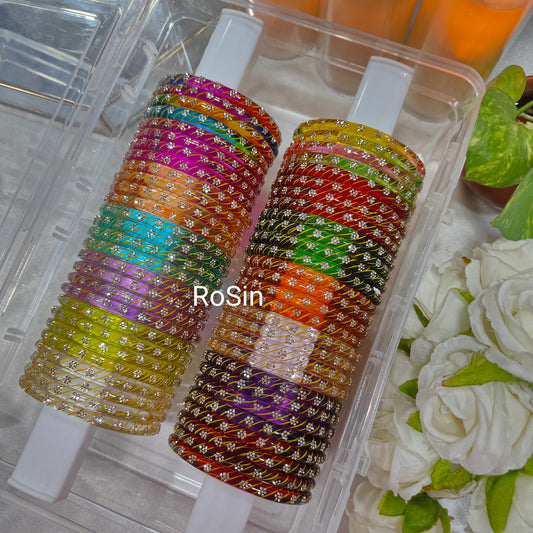 Leheriya flower jelly crystal (4 bangles)