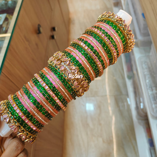 Lotus pink and green bridal combo
