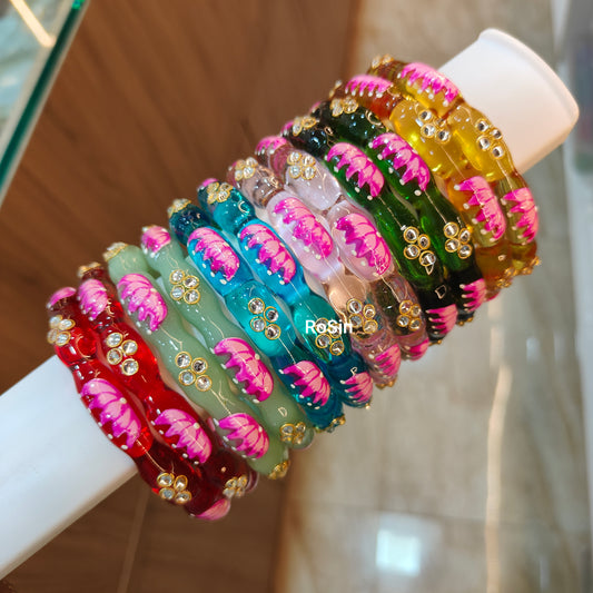 Lotus handpainted crystal kada (2)