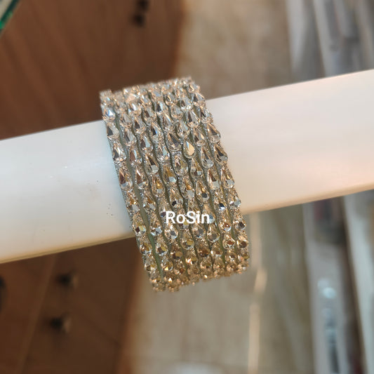 Drop glossy border bangles (1 set)