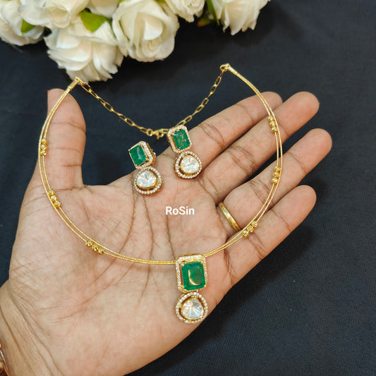 Emerald fancy victorian pendant kanti set