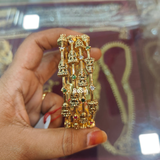Lakshmi green and white stone (4 bangles)