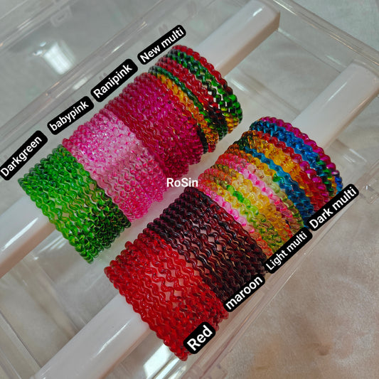 Maggie 4mm jelly glass bangles (8 bangles in a set)