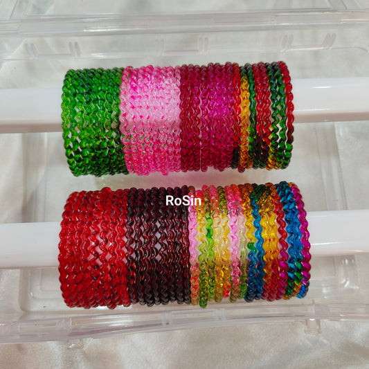 Maggie 4mm jelly glass bangles (8 bangles in a set)