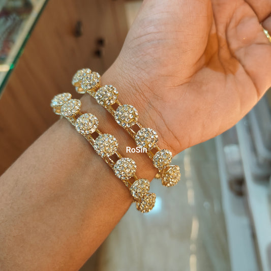 New embossed stone work bangles kada (2 piece)