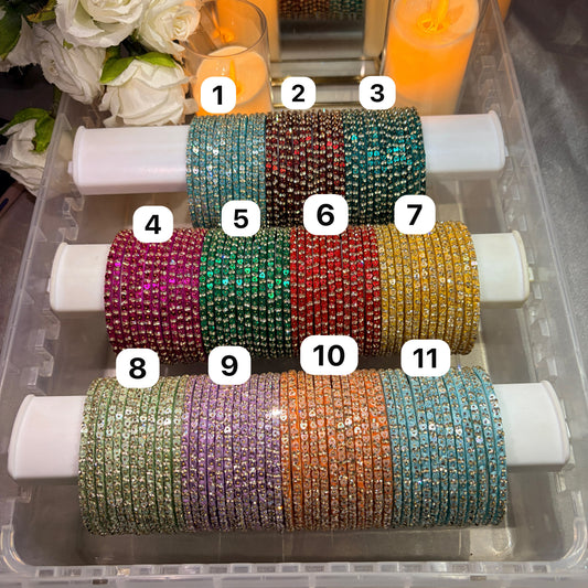 Heart glitter glass bangles (1 dozen)