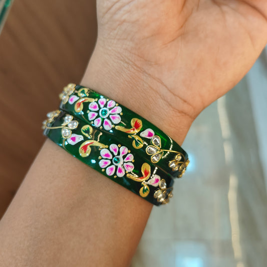 Mugai handpainted Borosil kada (2 pc)