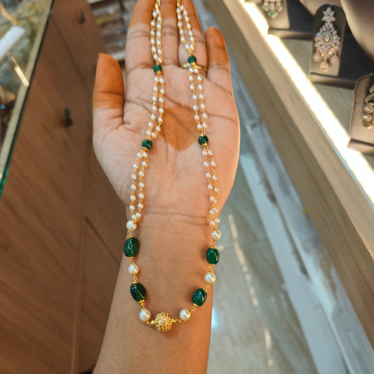 Beads mala emerald and pearl