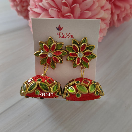 Red and green jhumki