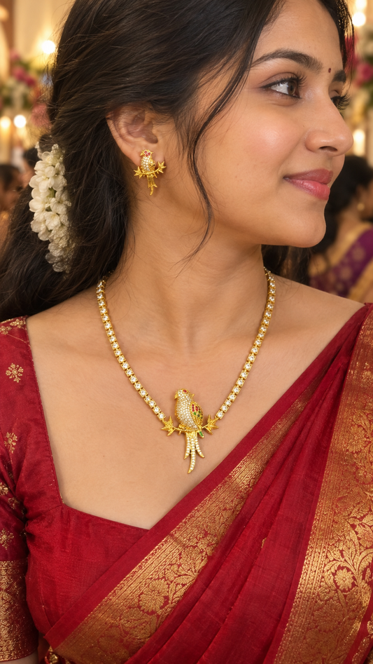 Trending kizhi necklace with back chain