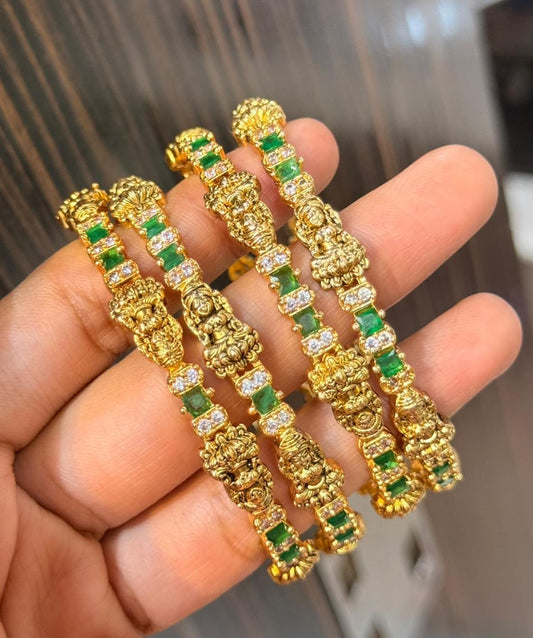 Ashtalakshmi green thin bangles(2 bangles only)