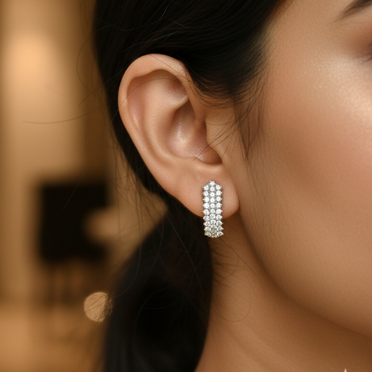 92.5 silver gold plated J type tops diamond replica stud 013