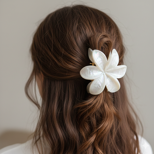 Trendy korean marble flower hair claw large(1 clip)