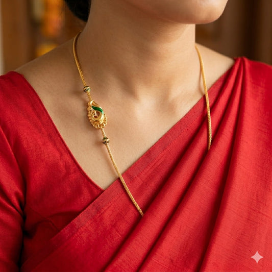 92.5 thaali mugappu mayil gold replica chain 003