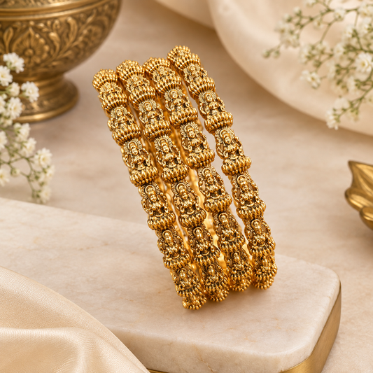 Lakshmi with lotus nagas bangles (4 bangles)