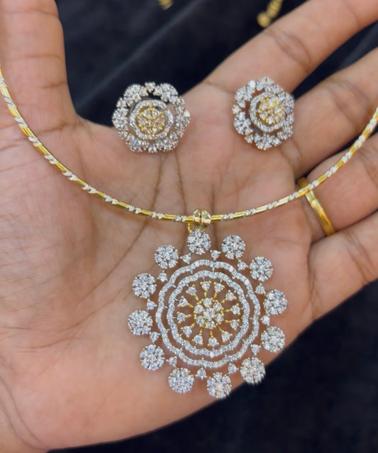 New diamond ad pendant kante with earrings