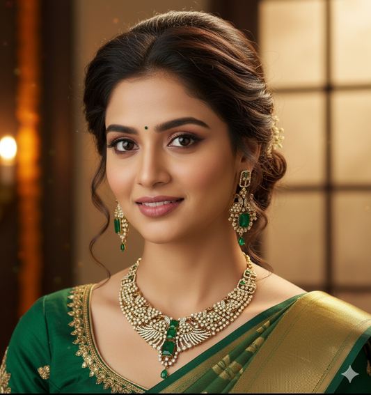 Diamond replica beautiful necklace with earrings