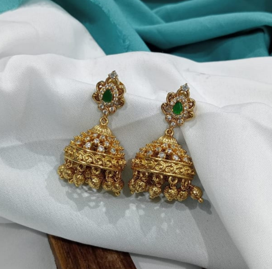 White and green stone jhumka