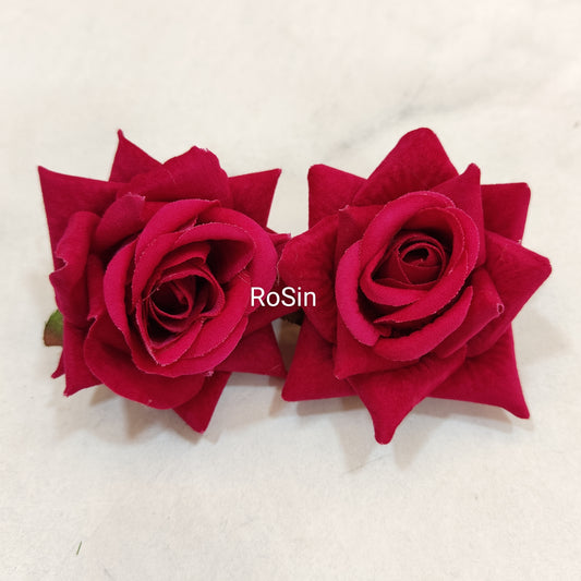 Artificial dark pink rose hair clip ( pack of 2)