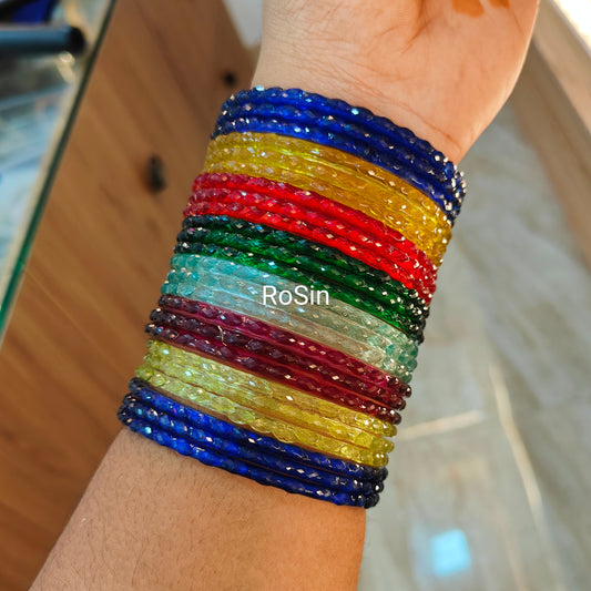 Plain crystal valaikappu glass bangles 48 bangles