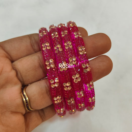 Diamond cut Glass kada (4 bangles)