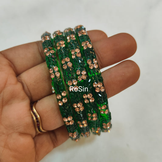 Diamond cut Glass kada (4 bangles)