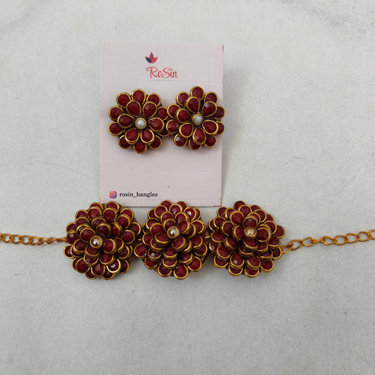 Maroon necklace set 3d