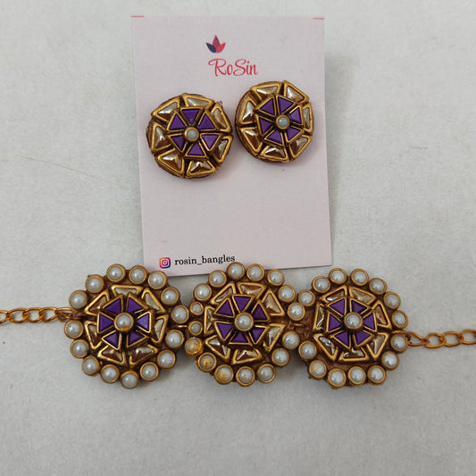 Purple and golden necklace set