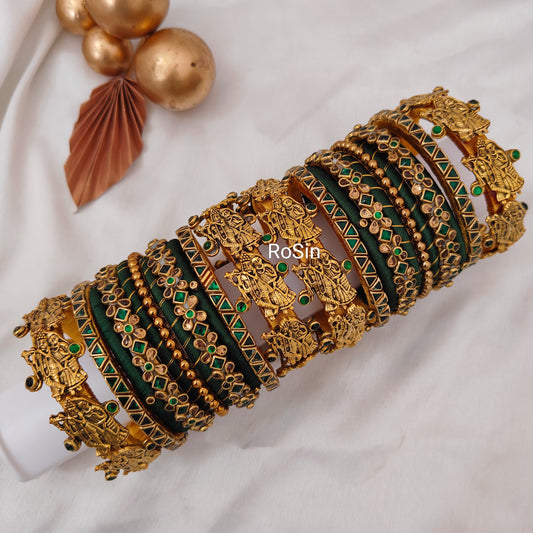 Radhakrishnan darkgreen muhurtham bridal set