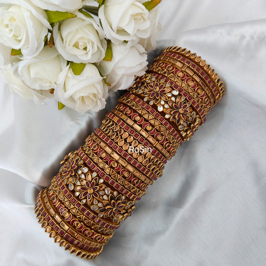 Maroon and golden bridal set