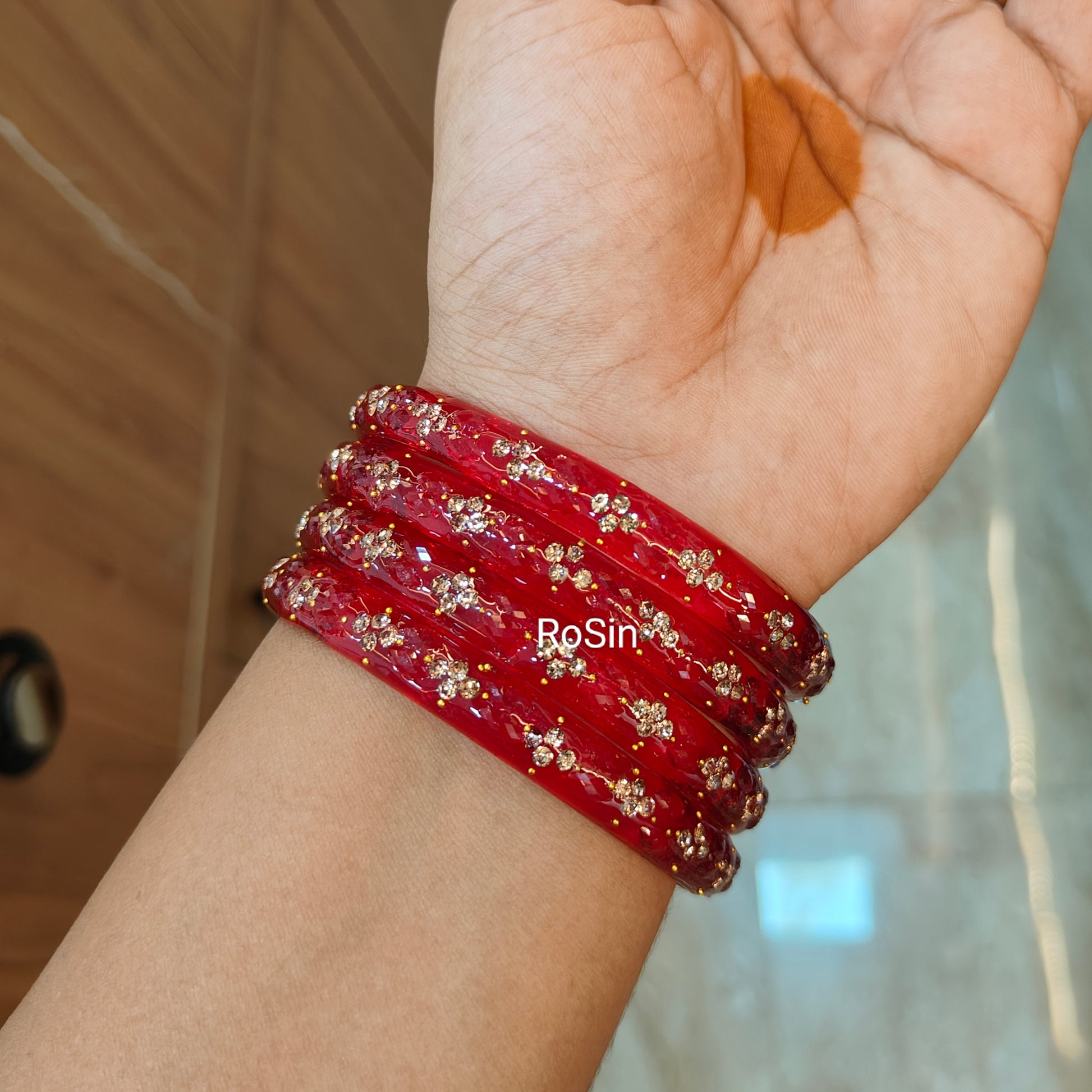 Classic glass crystal kadas (set of bangles) - Main Image