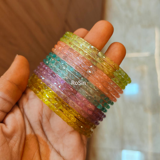 Plain crystal pastel combo (30 bangles)